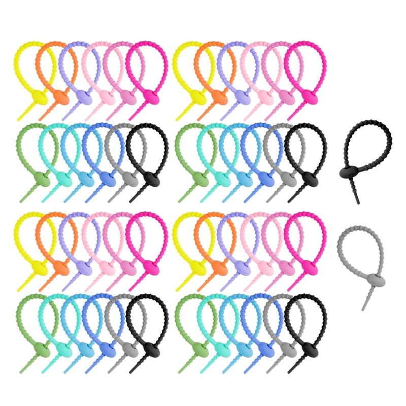 Pack of 10/20/50 Silicone Reusable Bag Twist Wire Fasten Cable Zip Tie Flexible Ties for Organization and DIY Projects