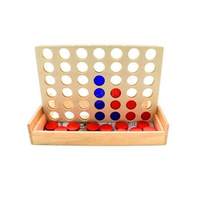 Настольная игра - BG INTERNATIONAL - Игра 4 в ряд из дерева - Образовательная - Портативная - 2 игрока или больше