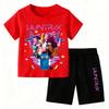 2025 New Children's Korean Wave Print Fashion Casual Movie Cartoon Boys Girls Short-sleeved Set