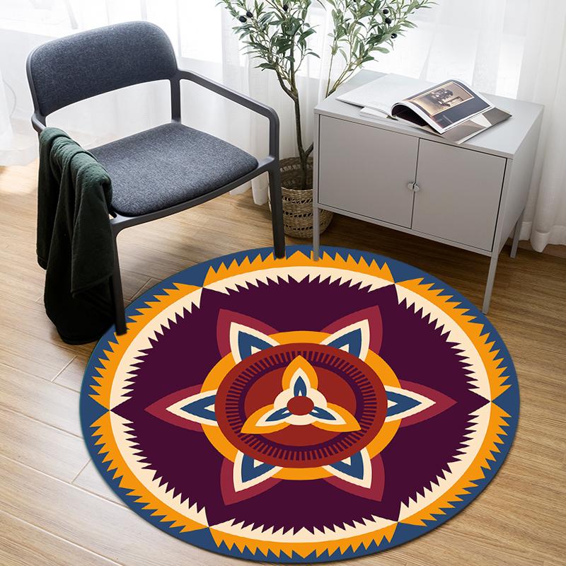Room Floor Yoga Mat Carpet Ethnic Wind Round Carpet Living Room Decoration Home Children's Mat Kitchen Bathroom Anti-slip Mat
