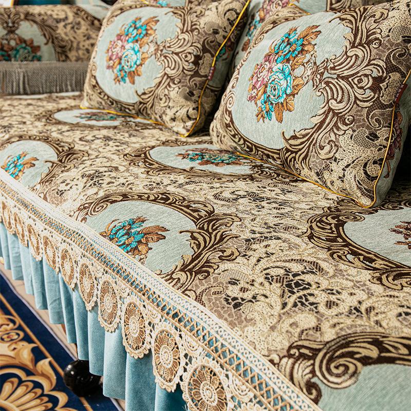 Европейская подушка для дивана, Высококачественная роскошная нескользящая, Всесезонное кожаное комбинированное покрытие для дивана, Подушка для сиденья, Летний американский стиль принцессы