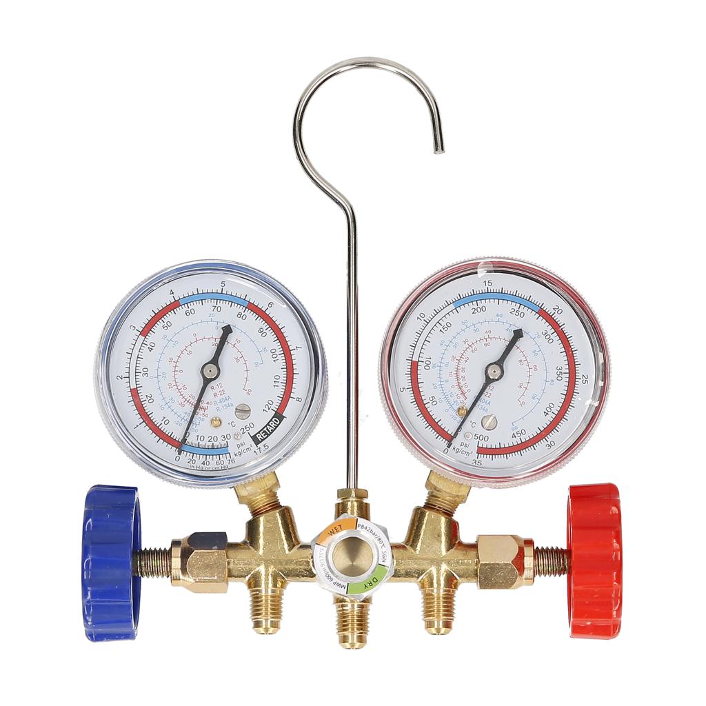 Набор манометров коллектора хладагента Набор для охлаждения кондиционера Инструменты для кондиционирования воздуха Шланг и крюк для R12 R22 R404A R134A