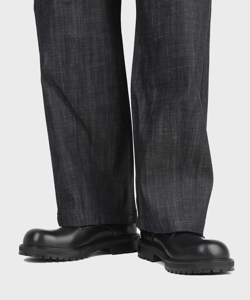 Firenze Atelier [Vibram] Объемный носок Скрытый шов Pull-Up Кожа 3-дырочный Дерби 1090 [Сияющий черный]