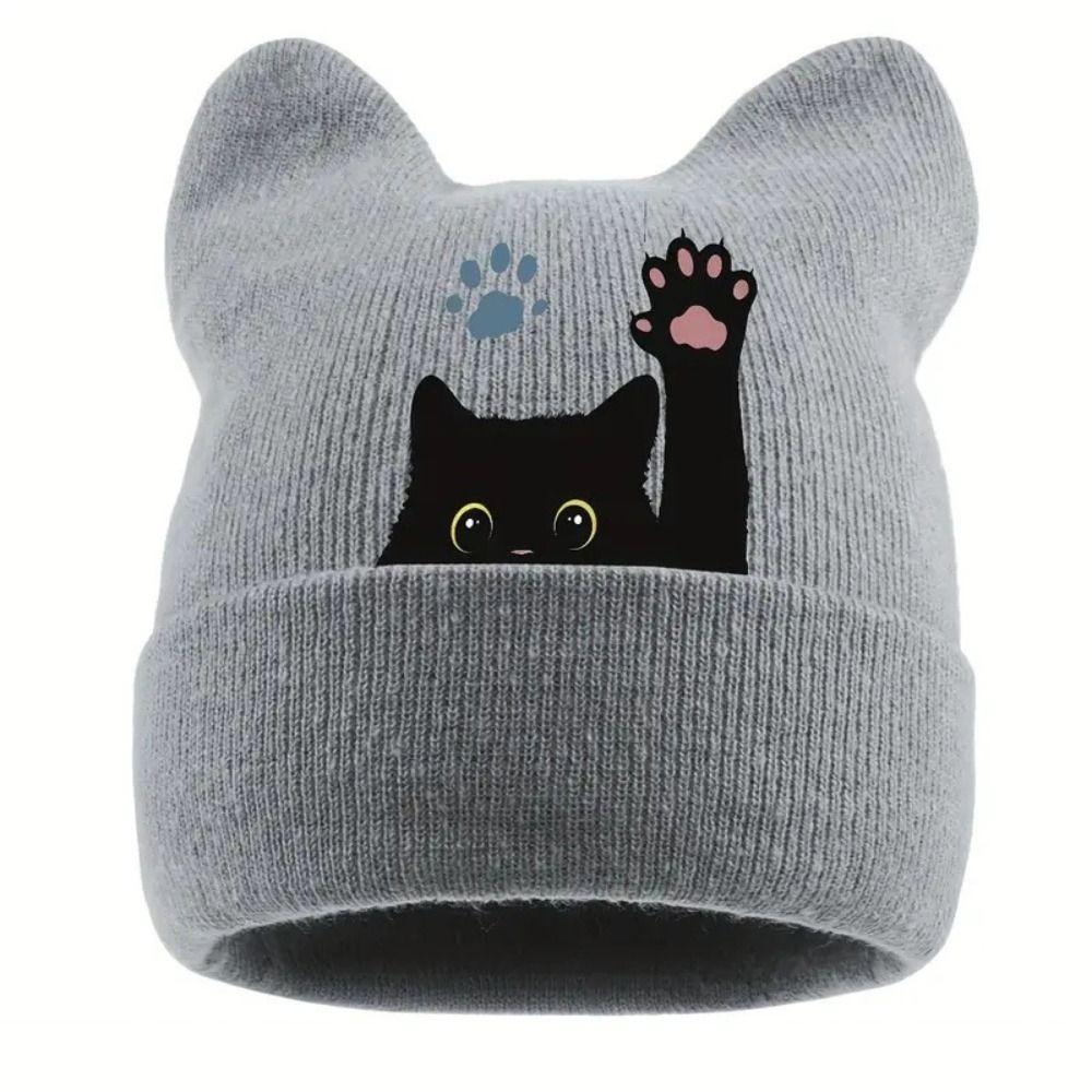 Stretchable Winter Knit Hat Knit Pullover Hat New Cat Ear Beanie Hat Spring Autumn Winter