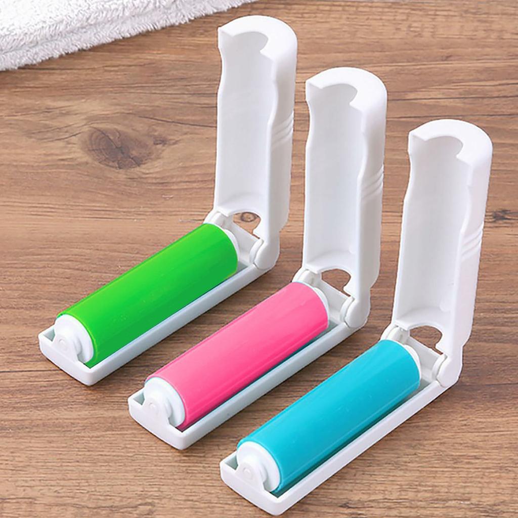 Portable Folding Lint Roller Washable Hair Collector Removal Brush for Clothes Furniture (Random Color)