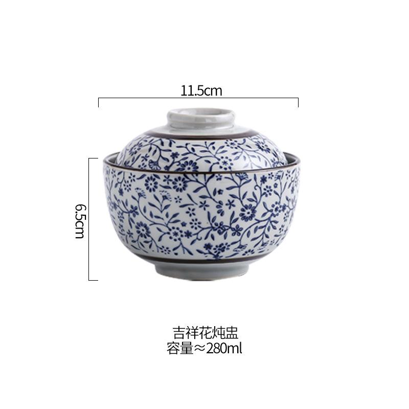 Hand-painted Ceramic Water-proof Stew Pot Small Household Stew Pot with Lid Steamed Egg Bowl Soup Porcelain Pot