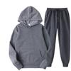 Unisex Autumn Plus Velvet Fleece  Tracksuit Hoodies Casual Solid Color Thick Pullover and Long Pant 2-piece Set Men Women Jogger Sports Suit