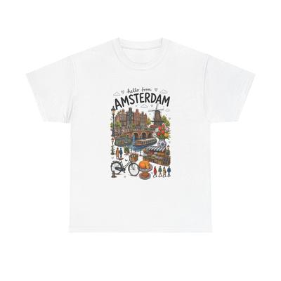 Amsterdam Travel Shirt, Canal Doodle Tee, Netherlands Souvenir T-Shirt