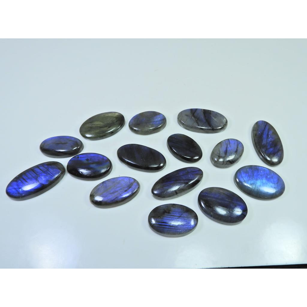 390Cts.Natural Labradorite Blue Flash Oval Cabochon Loose Gemstone 15Pcs Lot LL-1030