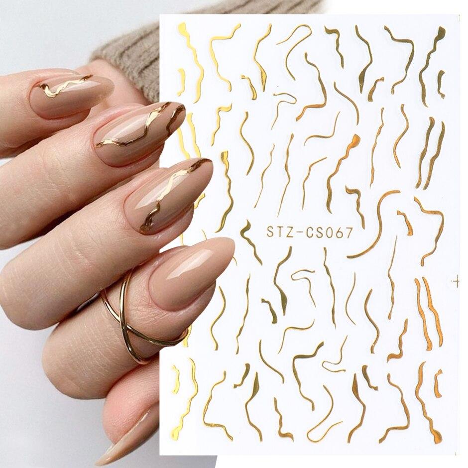 3D Metallic Golden Line Nail Stickers Striping Tape Nail Design Decor Art Decals DIY Manicure Decor