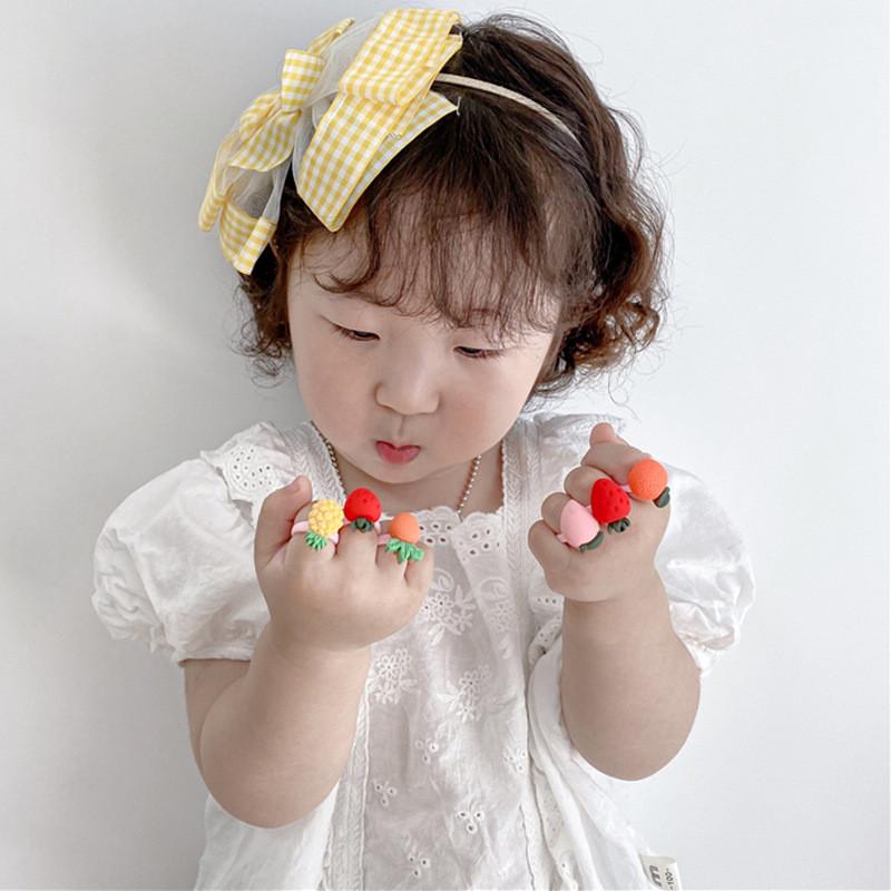 Children Fashion Candy Color Resin Rings Cute Cartoon Adjustable Finger Ring Jewelry Toy