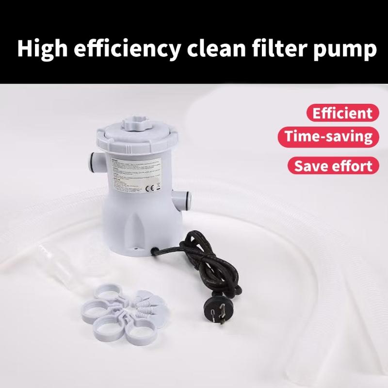 Pool Water Cycling Pump with Filter Insert, 330 Gallon Above Ground Pool Unit, Three-Pin Plug, Twin Hose Inlets and Connection Parts