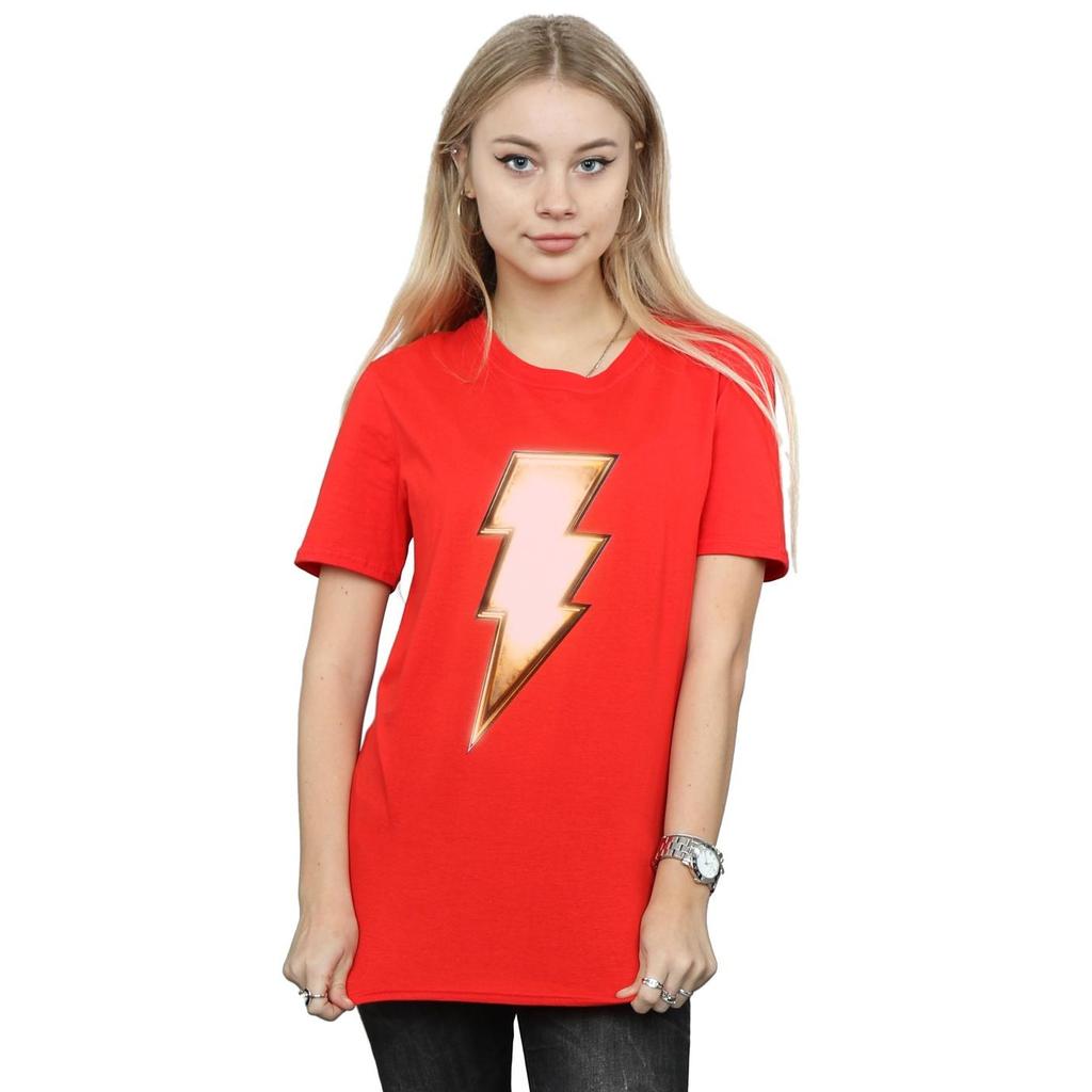 DC Comics Womens/Ladies Shazam Bolt Logo Cotton Boyfriend T-Shirt