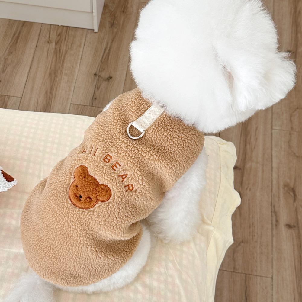 with D-Ring Pet Jacket Bear Print Pug Teddy Coat Fashion Dog Vest  Chihuahua Outfits