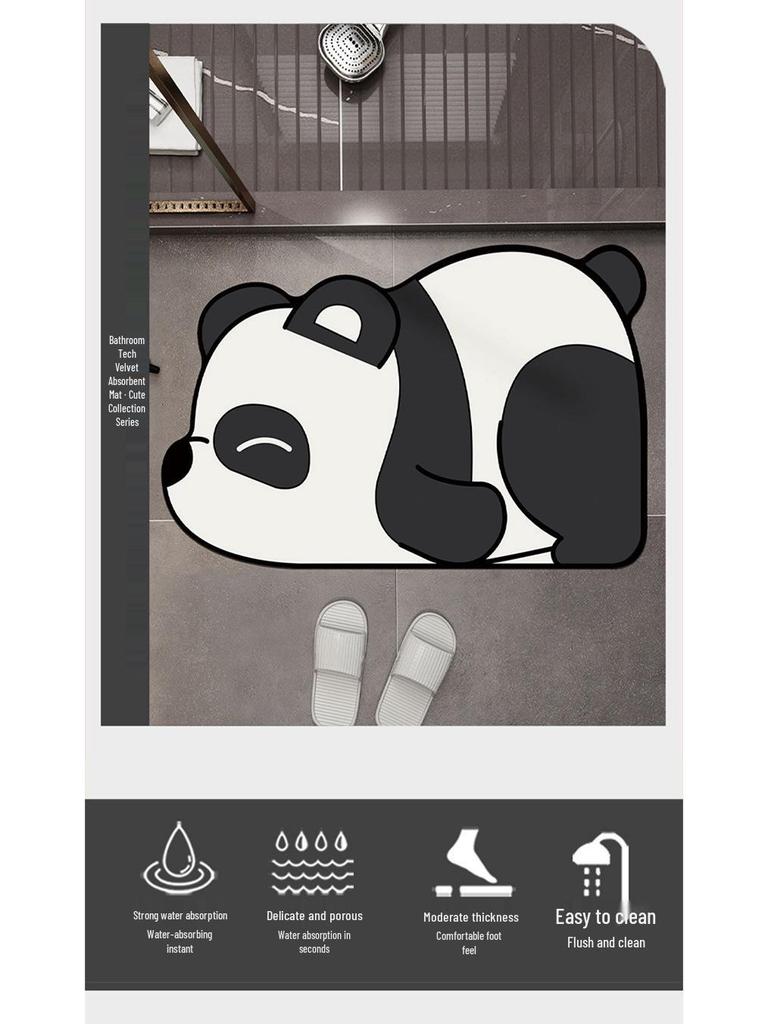 Panda Cartoon Non-Slip Absorbent Diatomaceous Earth Bathroom Doorway Mat
