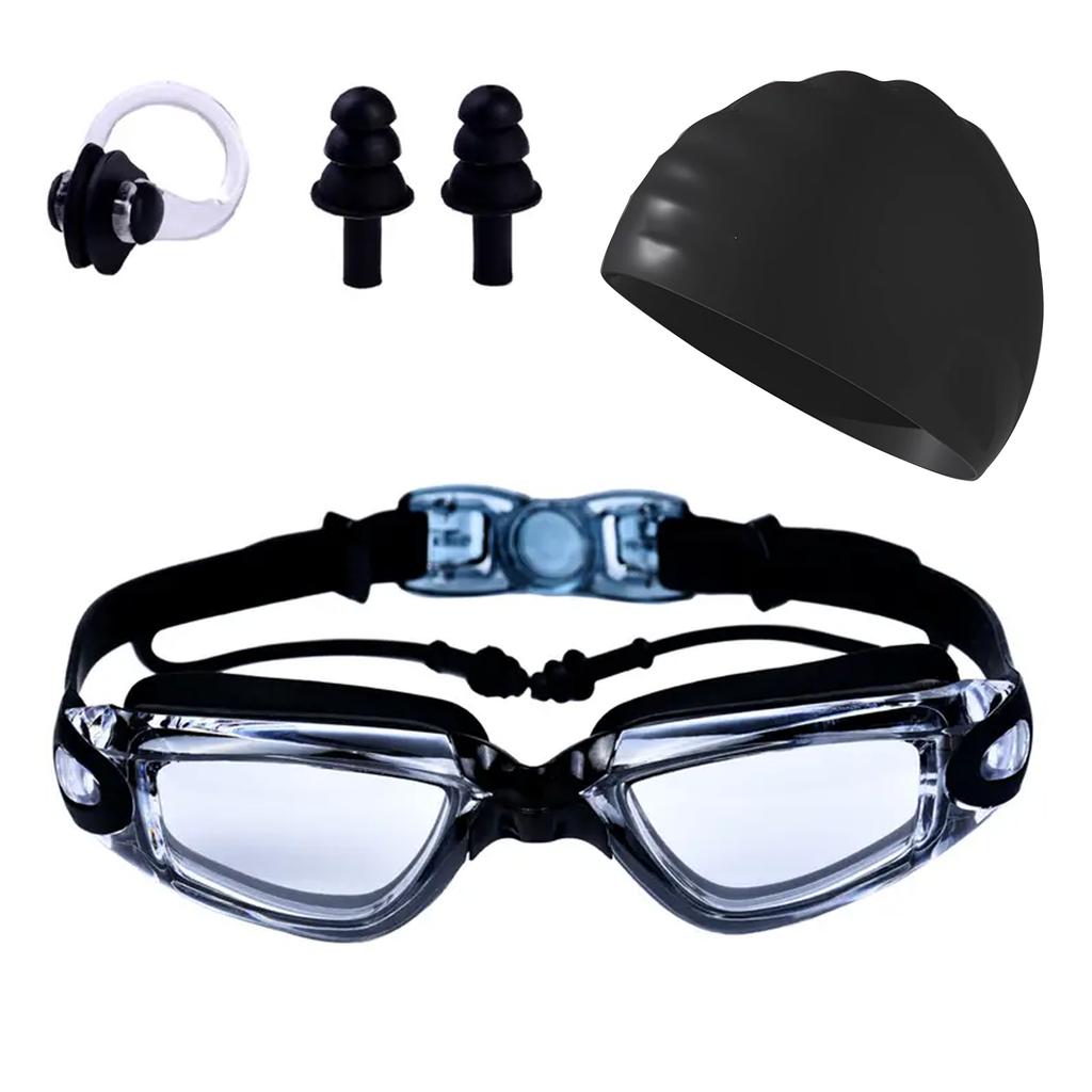 1 шт., взрослые плавательные очки HD, плавательные очки, непромокаемые силиконовые беруши, большая оправа, защита от запотевания, профессиональная водонепроницаемая защита ушей