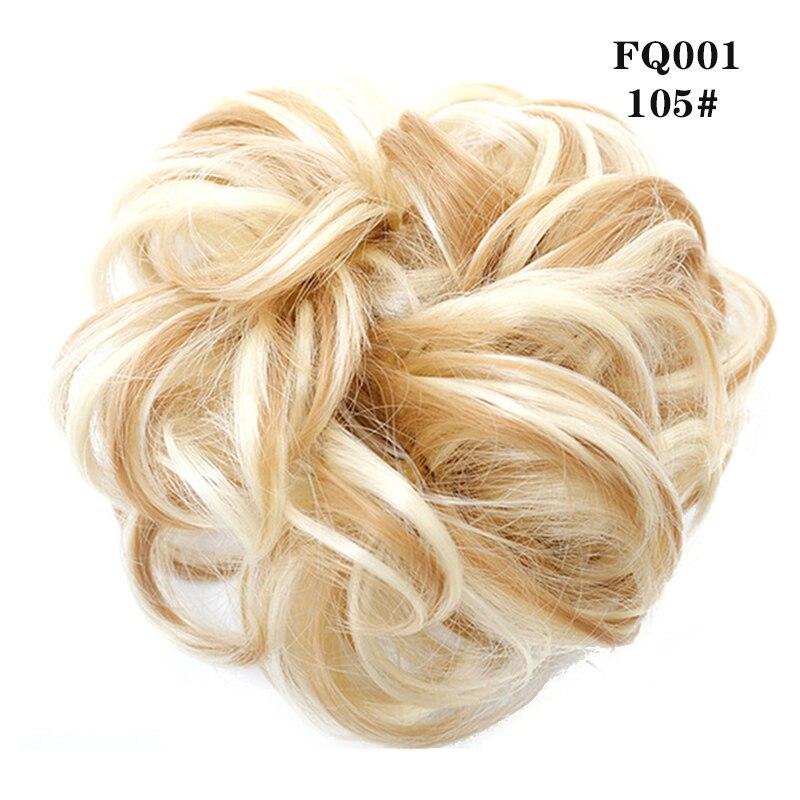 LUPU Messy Hair Bun with Elastic Band Natural Wig Bundle Ponytail Color Black Purple Pink
