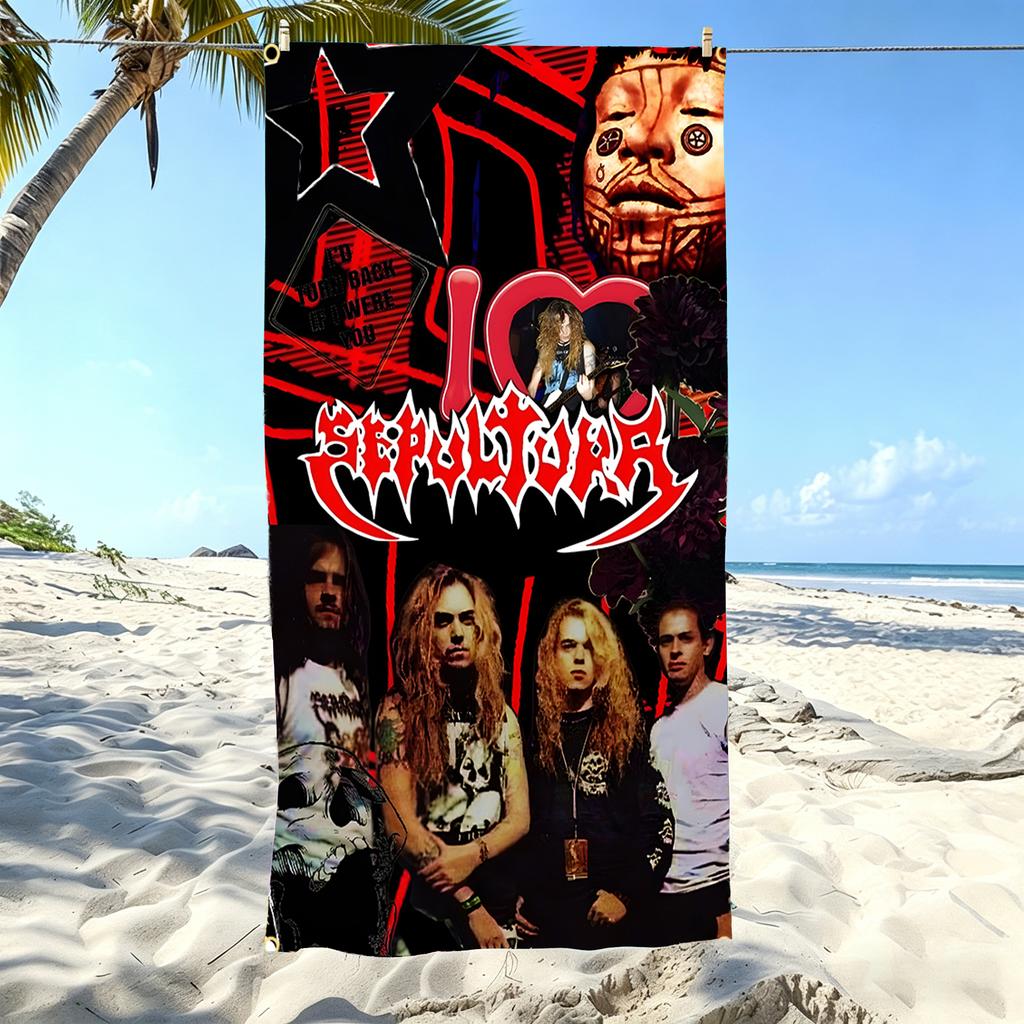 Sepultura Brazilian Thrash Metal Band Vintage Band Beach Towel Microfiber Quick Dry Bath Towel For Pool Beach Travel Metal Fans