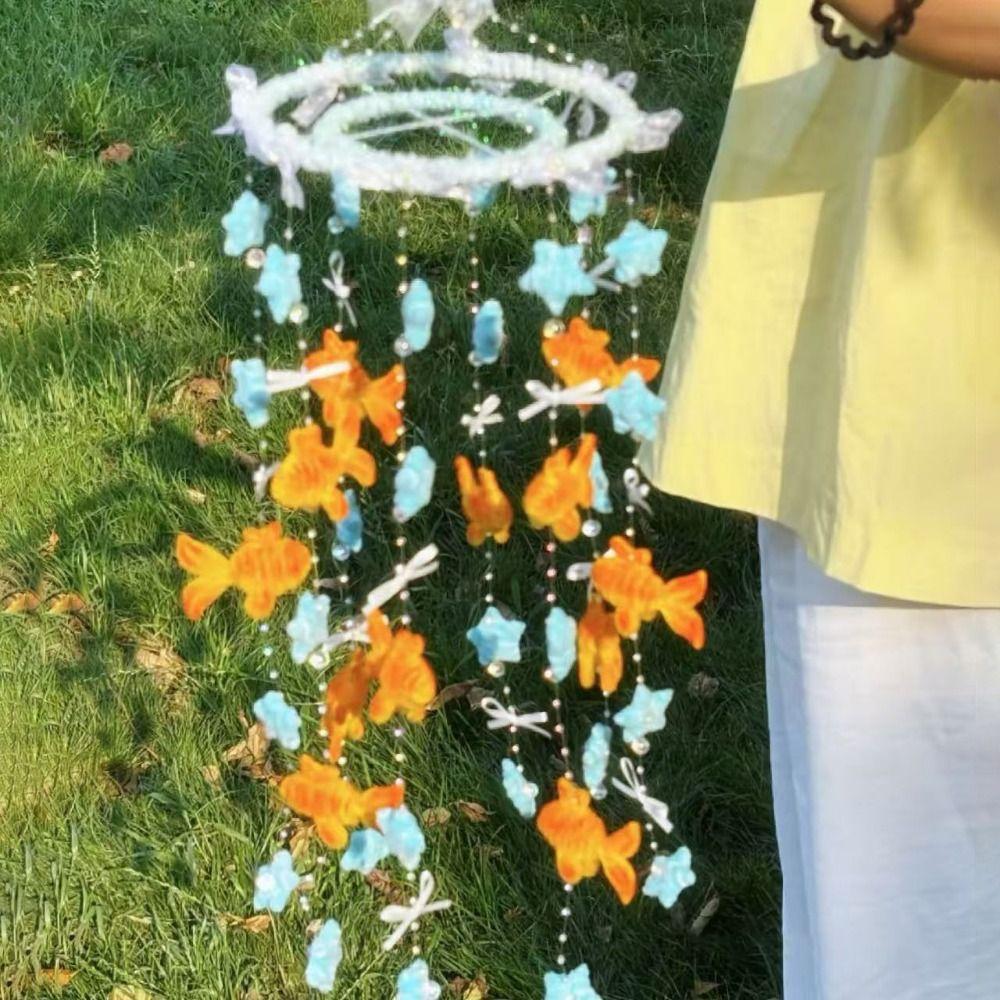 Koi Butterfly Wind Chimes Material Kit Handmade DIY Hanging Ornaments Creative Wind Bell Balcony