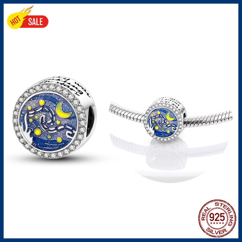 100% S925 Sterling Silver Firefly Charms Evil Eye Hot Air Balloon Blue Charms Fit Original Bracelet DIY Jewelry Making