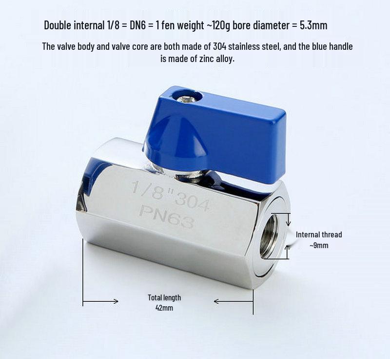 304 Stainless Steel Mini Manual Ball Valve with Male & Double Female Threads