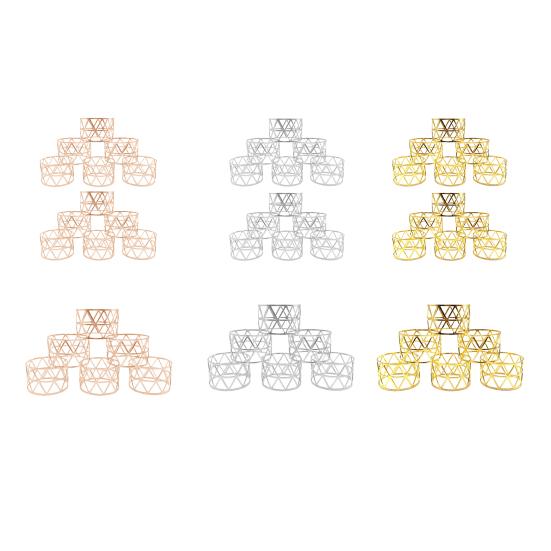 6/12Pcs Golden Napkin Rings Metal Hollow Triangle Circle Design Napkin Holders Buckles Family Dinner Wedding Party Table Decoration