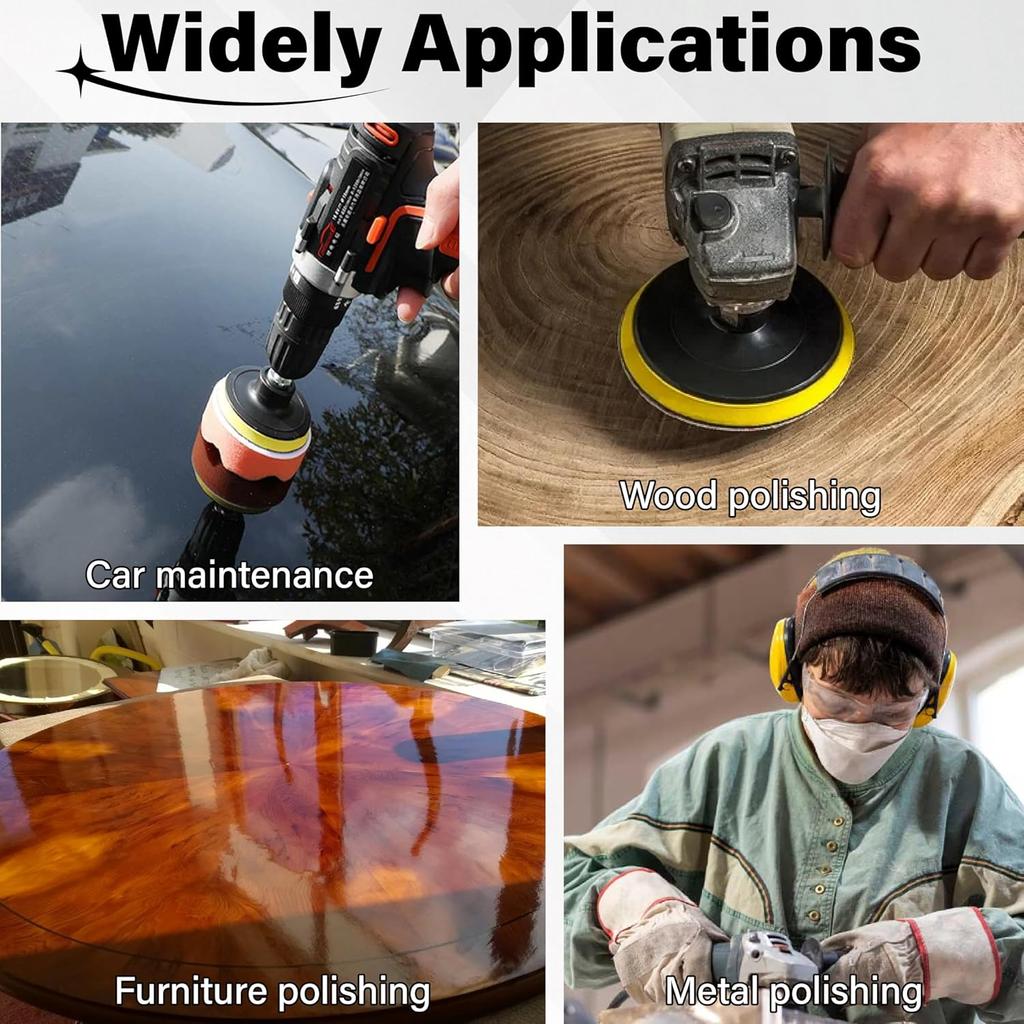 53 PCS Car Headlight Restoration Kit, 3 Inch Drill Sanding Disc With 1/4 Inch Shank Backing, Loop And Hook Sanding Paper, Scouring Pads, Polishing