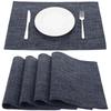 Senteria Solid Japanese Easy To for and Set of 4 Cotton-Linen Placemats, Double-Layered Fabric, Color, Style, Flexible, Insulating, Non-Slip, Clean,