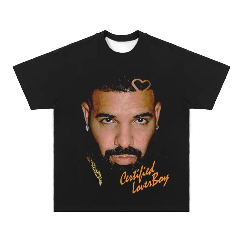 2025 Summer New Drake Vintage Tee Drake Vintage Hip Hop Rap American Men's Fashion Casual Short Sleeve Quick Dry T-shirt