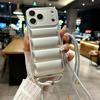 Мягкий пуховик Чехол-шнурок через плечо для iPhone 17 16 15 14 13 12 11 Pro Max Plus Air XR XS Max Длинный ремешок Чехол однотонный