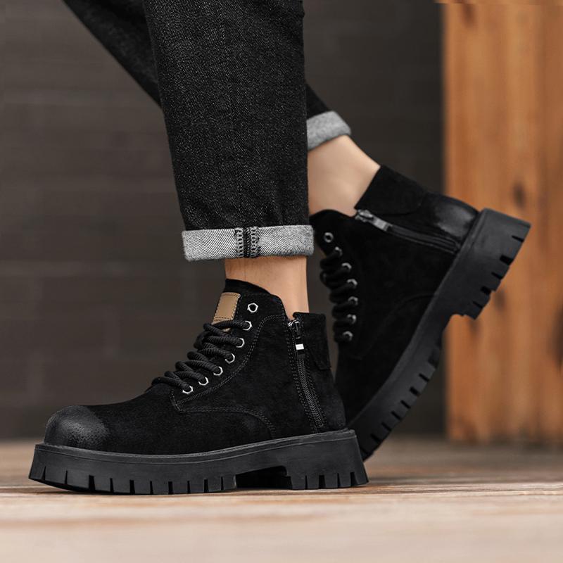 Fashion Casual Men's Boots Trendy Retro Autumn and Winter Styles Office Business Party Outdoor Warm Genuine Leather Thick Soled Shoes