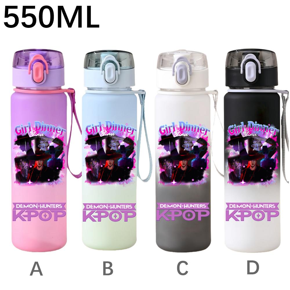 550ML KPop Demon Hunters Cartoon Print Sport Water Bottle Leak Proof Water Cup Outdoor Sports Drinking Bottle Birthday Gifts