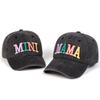 MAMA MINI Цветная вышитая бейсболка с буквами Семейные шляпы Уличная регулируемая солнцезащитная шляпа для отдыха Весна Осень Путешествия Туризм Пляжный отдых
