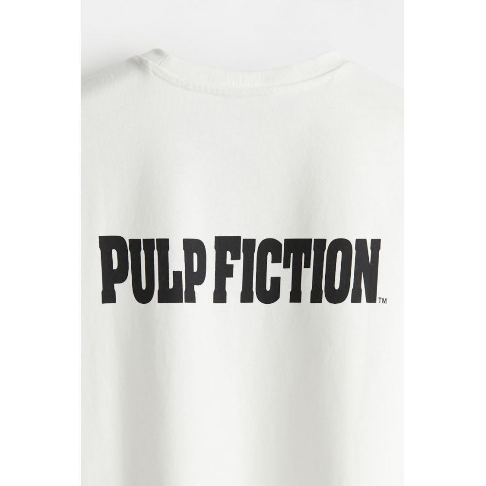 Футболка свободного покроя с принтом HM белая «Криминальное чтиво»