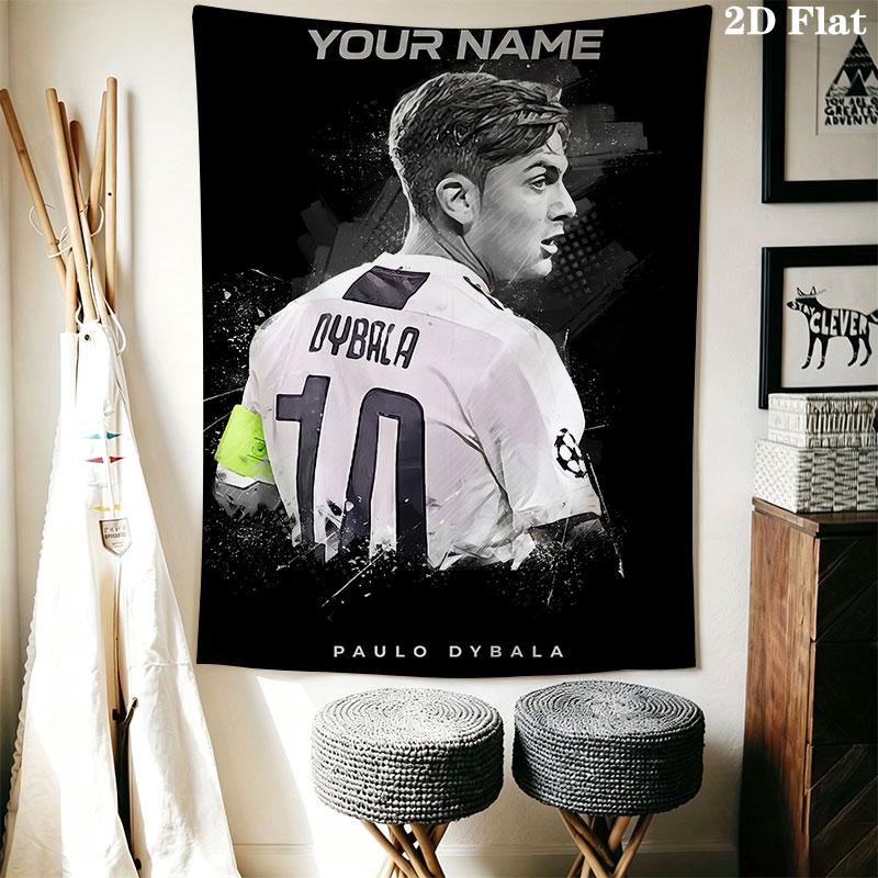 Custom Paulo Dybala Wall Hanging Printed Fabric Blanket Decorative Tapestries for Bedroom Living Room Home Decor