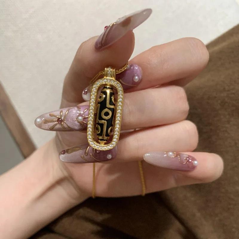 New In Chinese Style Classical Light Luxury Unusual Retro Rotatable Tianzhu Necklace Exquisite Collarbone Chain Banquet Zircon