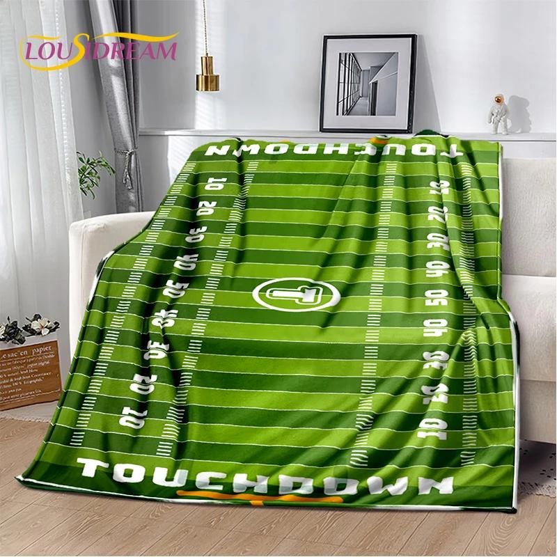 3D Rugby Field Rugby American Football Cartoon 2026 Soft Blanket,Soft Throw Blanket for Home Bedroom Bed Sofa Travel Cover Child