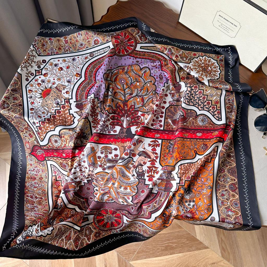 High-quality Luxurious Silk Scarves Headband Scarfs Neck Scarf For Women Chain Silk Scarf Women's Decorative Shawl