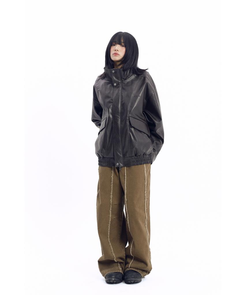 Aakam Dad Leather Jacket (Brown)