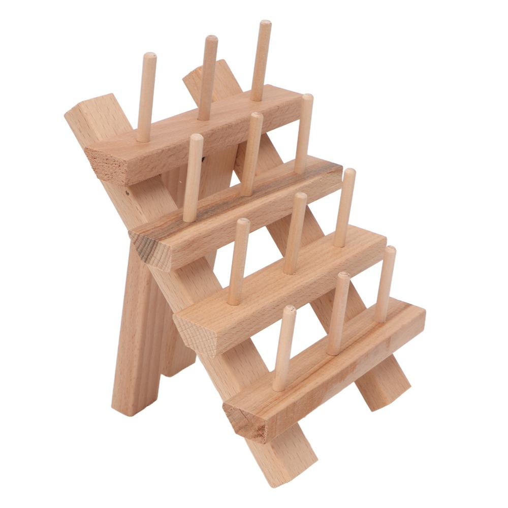 12 Spool Capacity Wooden Thread Rack Beech Wood Foldable Thread Rack For DIY Embroidery