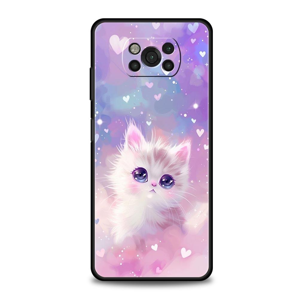 Чехол-накладка с ярким дизайном кошки для Xiaomi Poco F7 Ultra F6 F5 F4 F3 X6 X5 X4 X3 NFC C51 C55 M4 GT 5G Мягкий ТПУ Корпус Capas