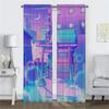City Pop Curtains for Bedroom Halloween Decoration Kitchen Curtains 2 Pieces Window Curtain Partition Living Room Curtain Shades