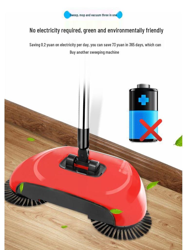 Push Sweeper: Lazy Mop & Vacuum Broom in Red, Blue, Purple