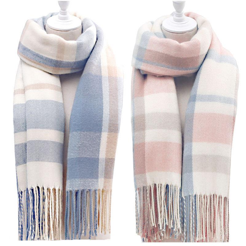 New Scarf Women's Winter Japanese and Korean Style All-match Plaid Warm Thickened Couple Scarf Student Shawl