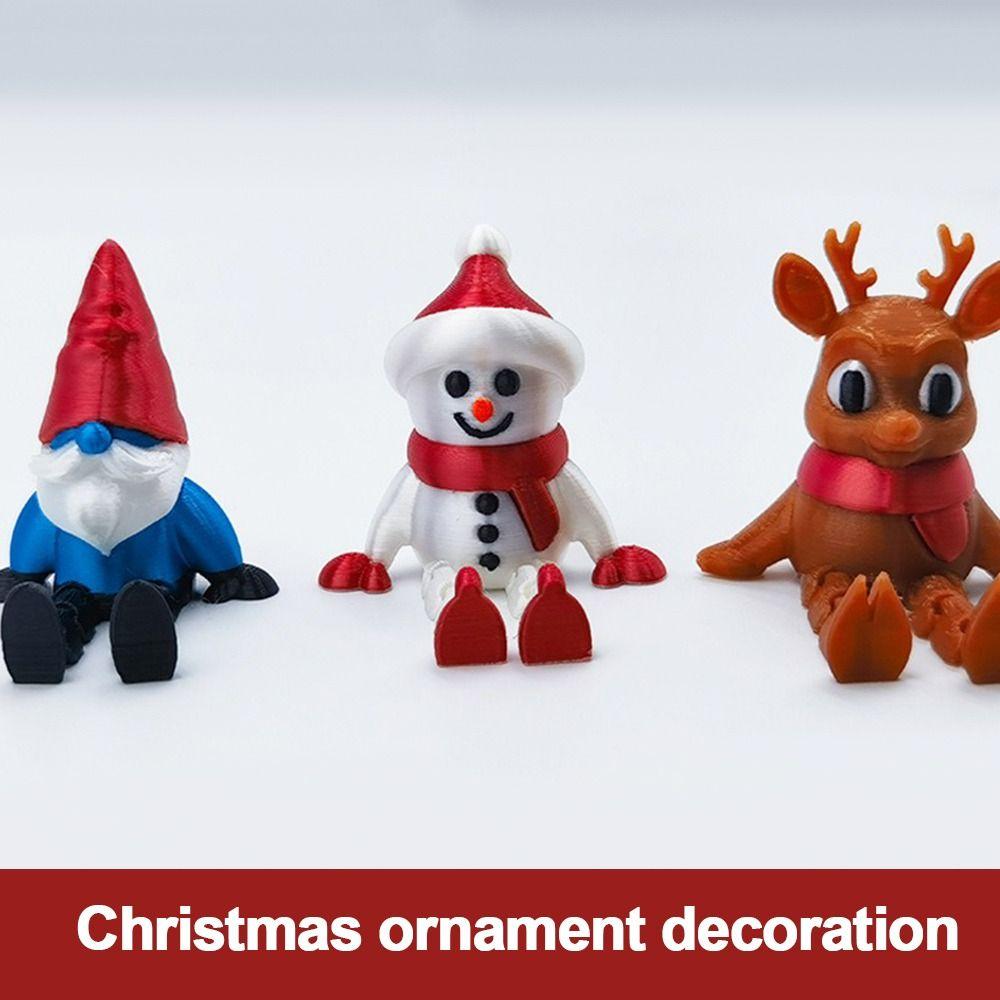 Cute 3D Printing Christmas Decoration Snowman Elk Santa Claus Xmas Pendant Desktop Toys Ornaments Festive Collection
