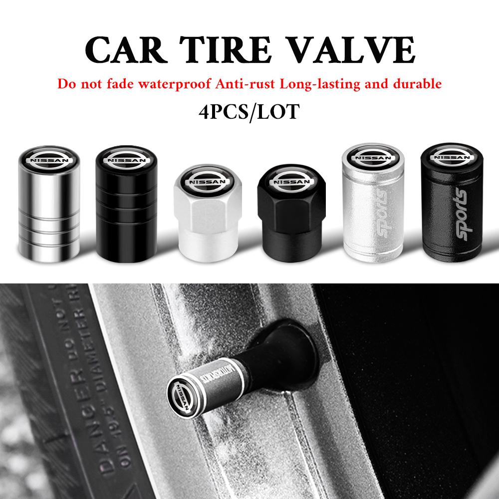 4PCS Metal Auto Wheel Tire Valve Stem Caps Cover Rims Center Cover For Nissan Sylphy Cube Juke Nismo Qashqai j10 j11 x Trail t32