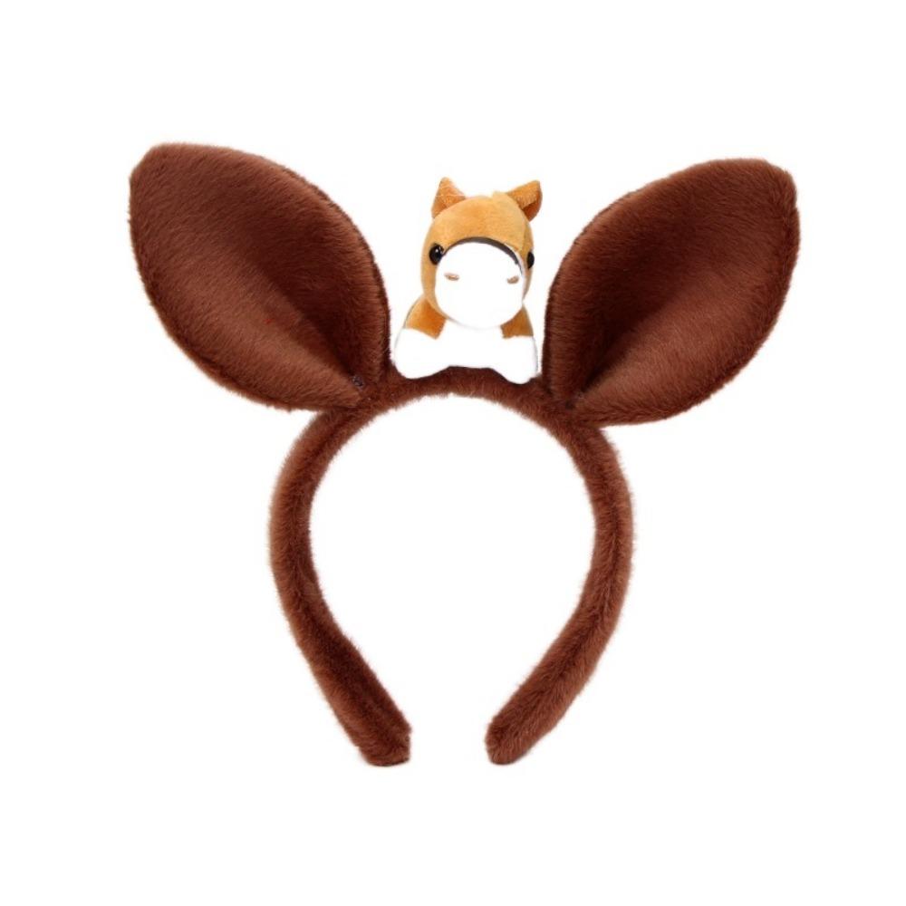 Pony Horse Hair Hoop Mascot Plush Horse Headband Creative New Year Headband  Party Decoration