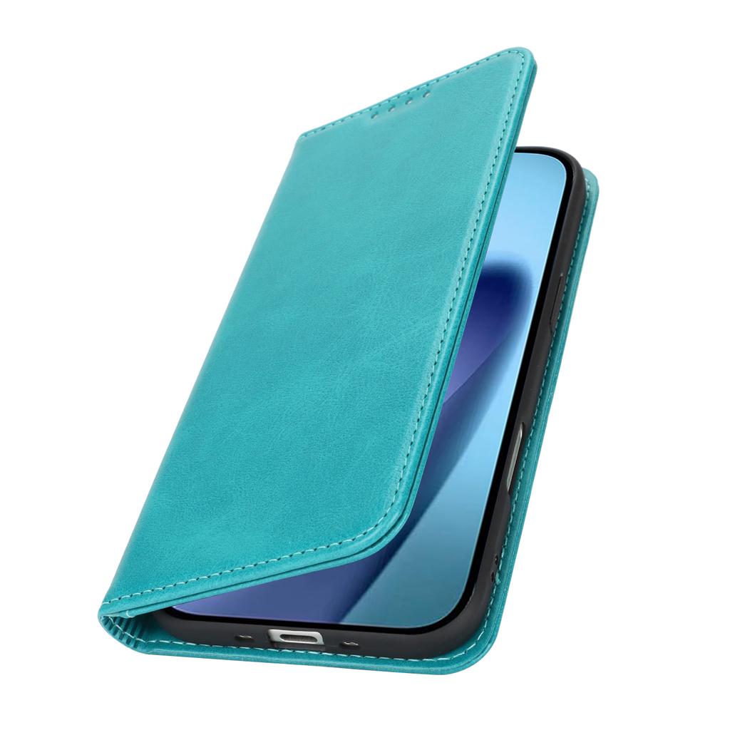 For iPhone 17 Air Case PU Leather Calf Textured Magnetic Closing Smart Phone Cover