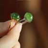 18k Gold Plated Adjustable Jade Ring for Women - High-End Hetian Jade Design for Index Finger