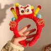 Embroidered Bow New Year Hair Hoop Lion Hanfu Hair Accessories Sweet Red Plush Headband  Kids